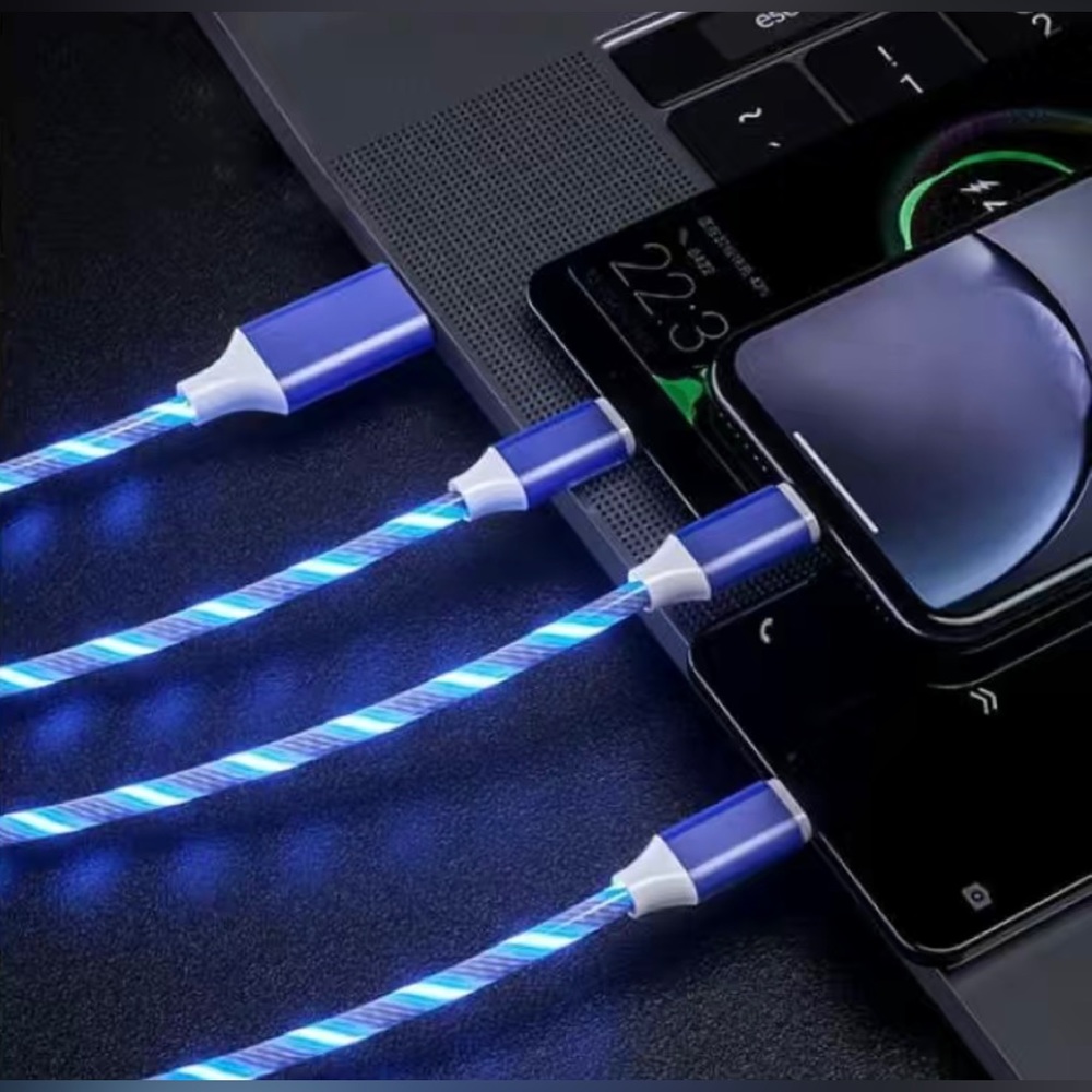 NWT - Blue Lighted 3 In 1 USB Charging Cable
